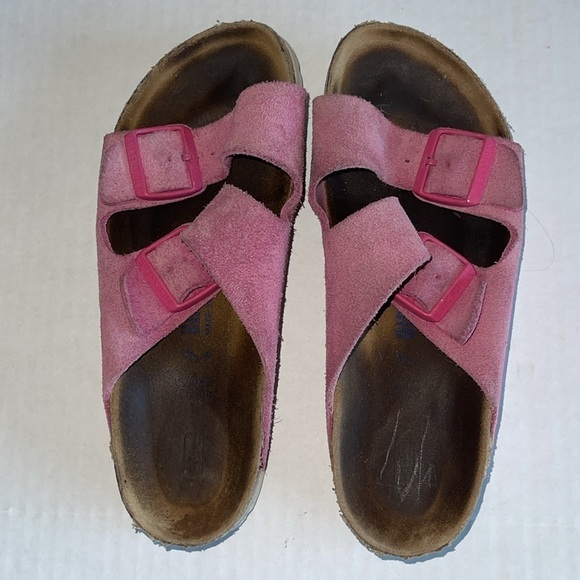 Birkenstock Pink Suede Arizona Sandals - Picture 8 of 11